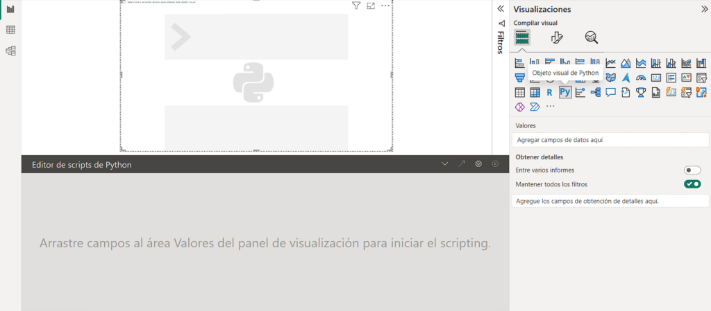 un nuevo objeto visual de Python en Power BI