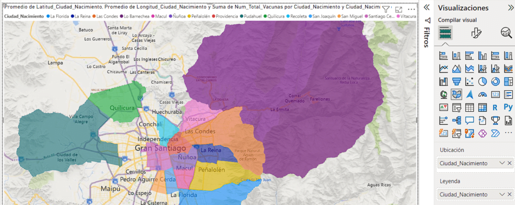 Mapa cloropético del Gran Santiago