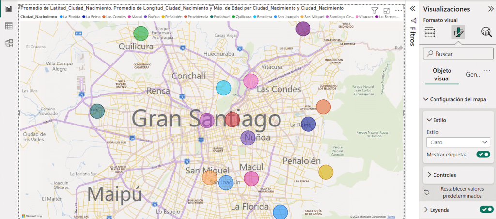 Vista Clara de Mapa en Power BI